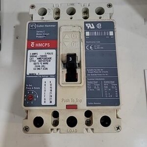 EATON HMCPS003A0C 3 AMP CIRCUIT BREAKER 3 POLE 600 VAC 250 VDC