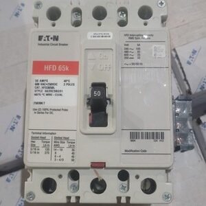 Eaton HFD HFD3050LA08 Aux Switch Circuit Breaker 50A 3-Pole 600VAC/250VDC