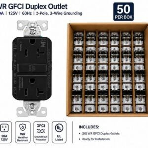 50 Eaton GFCI Outlet TWR Slim Tamper Weather Resistant 125V TWRGF20BK-50