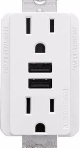 48 Pack, Eaton TR7765W 15A 125V USB 3.6A 18W Fast Charger TR Duplex Receptacle