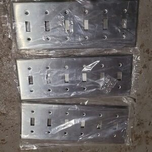 Lot of 3 Eaton 93076 Stainless Steel 6-Gang Toggle Switch Wallplates New