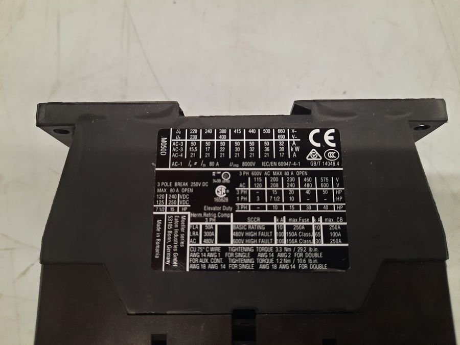 Eaton XTCE050DS1A IEC Contactor 50A 3P 110/120V Coil FVNR New Surplus - Image 3