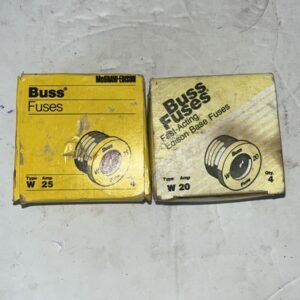 Buss Fuses 20 and 25 AMP LOT Edison Base Glass Type Bussmann W Type Pack 4 NOS