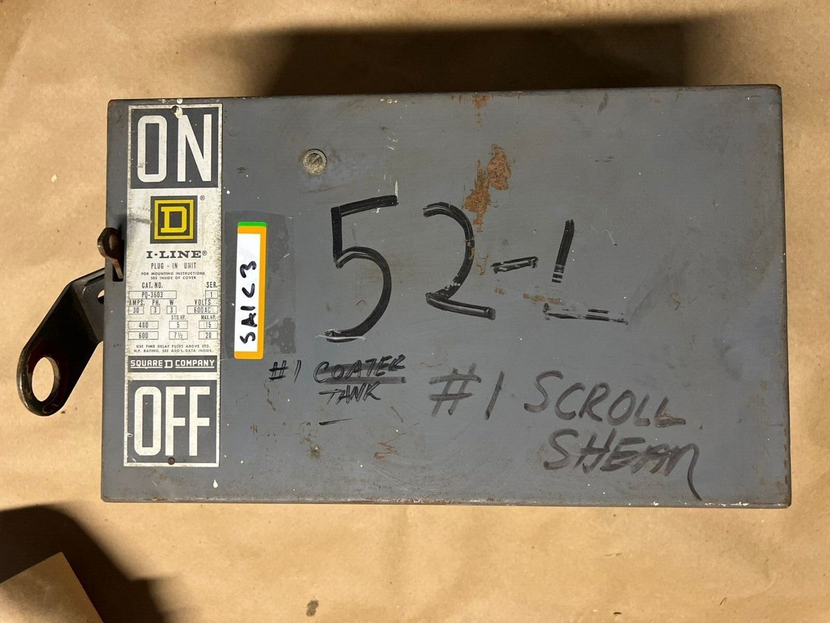 SQUARE D BUS PLUG PQ3603 I-LINE 30A 600V 3P 3PH 3W FUSIBLE SER1