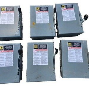 Lot of 6 Square D D221N 30A 240V 2P Fusible Safety Switches w/ Neutral NEMA 1